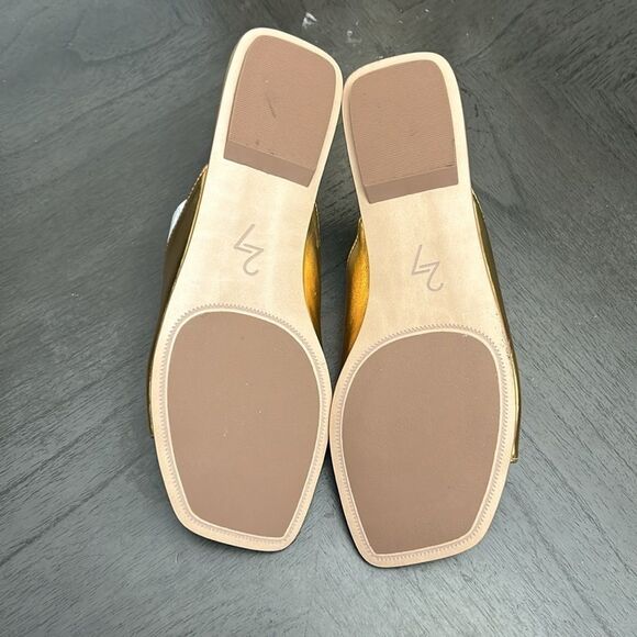27 EDIT NATURALIZER Zelda Faux Leather Slide Sandal In Deep Gold - Picture 3 of 7